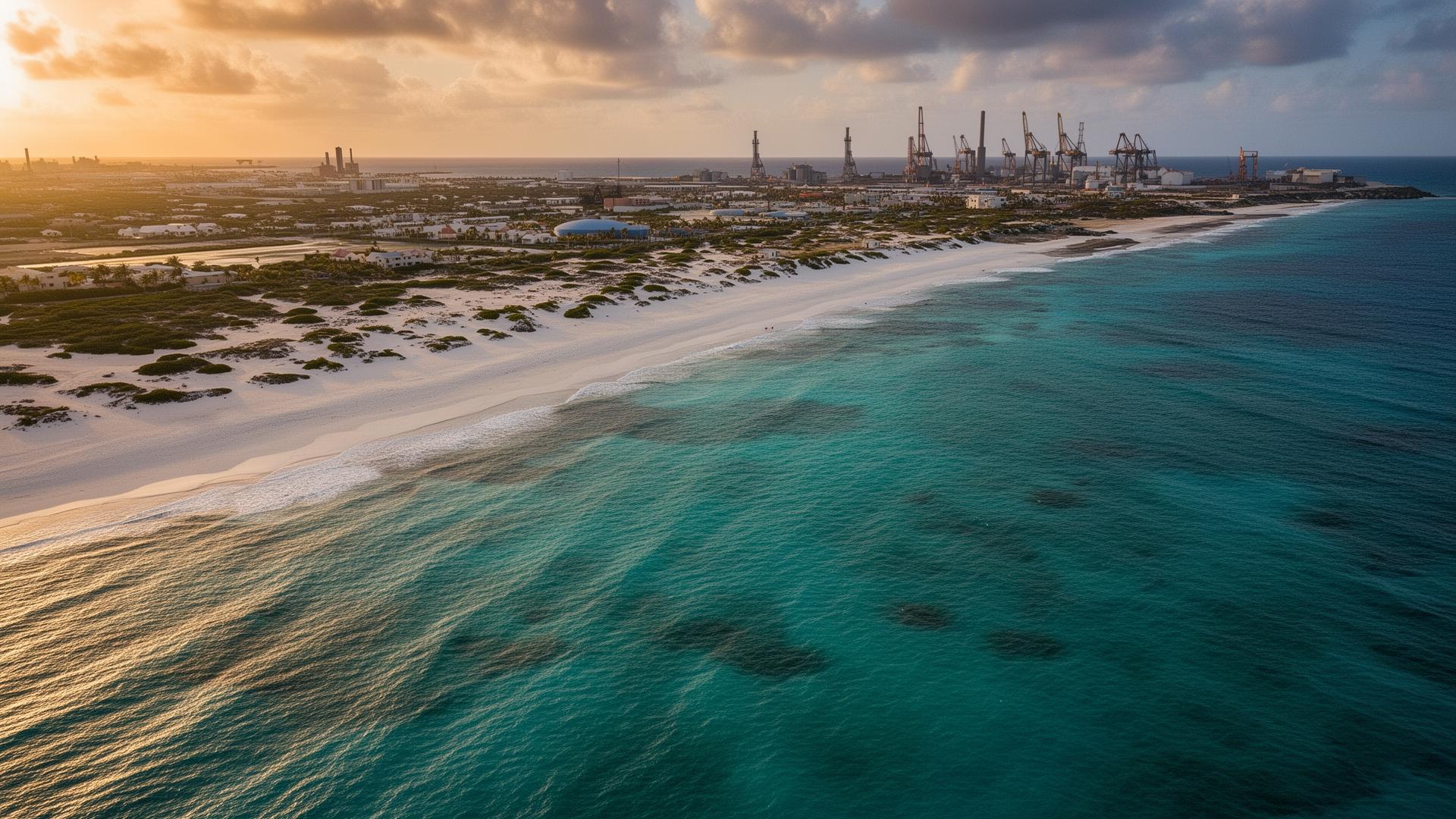 Aerial view of Aruba's coastline